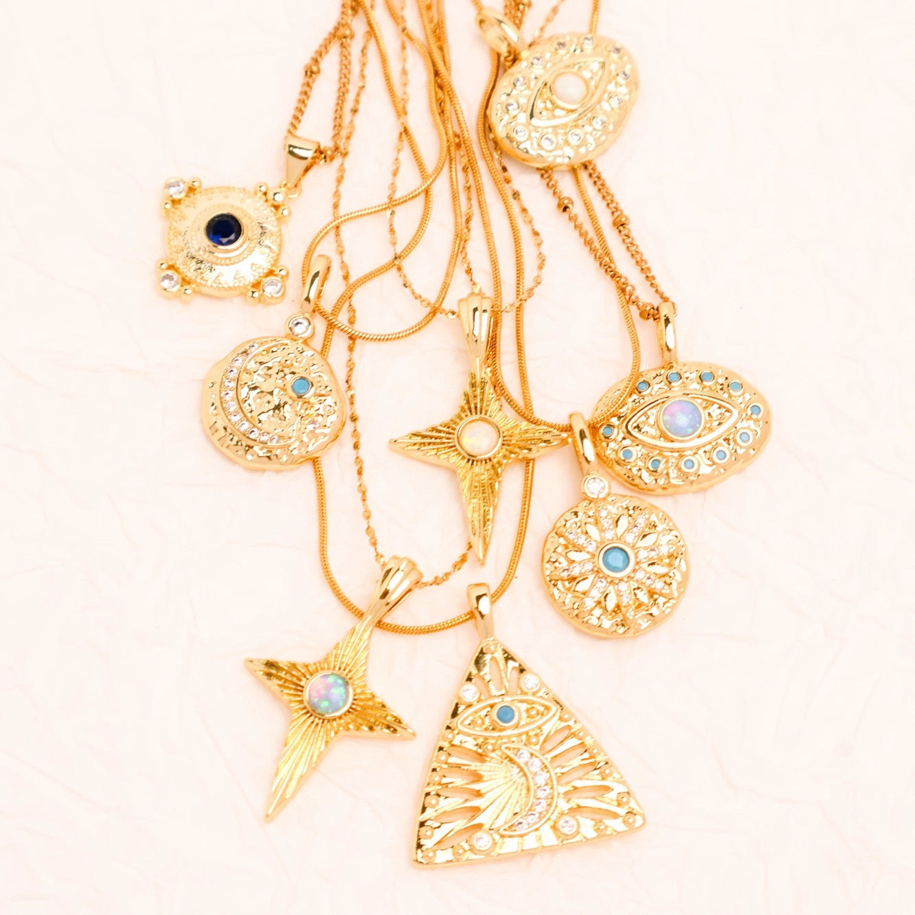 Amor Grace｜Mysticism Pendant Series Titanium Steel Gold-plated Accessories Copper Gold-plated Custom Pendant Necklace* Price for 6 necklaces
