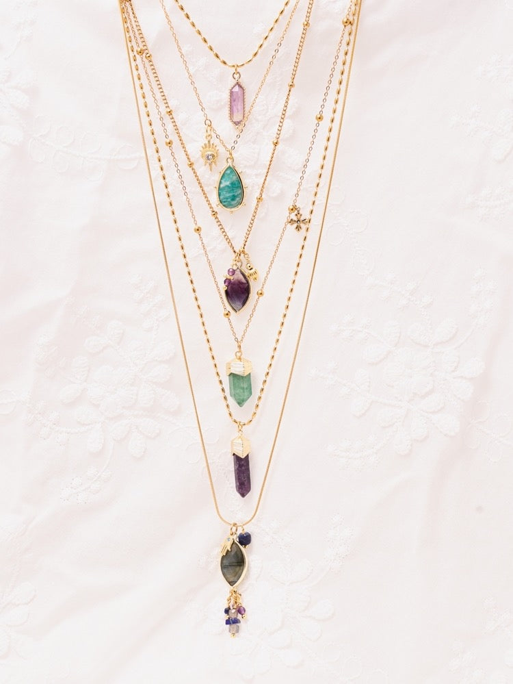 Amor Grace｜Natural Stone Crystal Custom Beaded Mixed Pendant Necklace Series｜Price for 6 necklaces