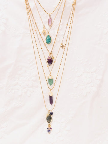 Amor Grace｜Natural Stone Crystal Custom Beaded Mixed Pendant Necklace Series｜Price for 6 necklaces