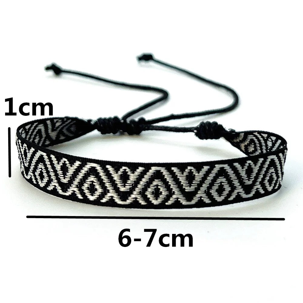 Bohemian couple bracelets, braided fabric bracelets