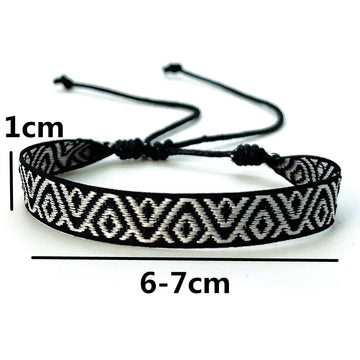 Bohemian couple bracelets, braided fabric bracelets