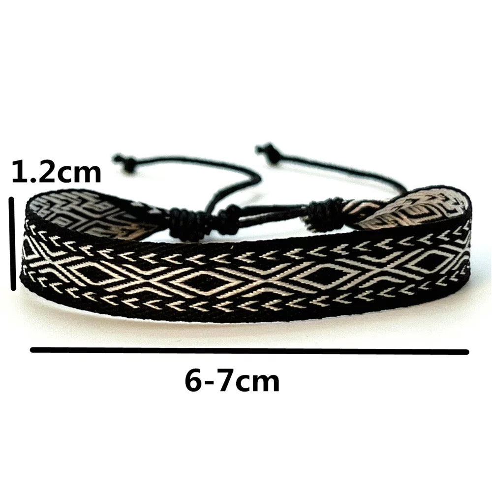 Bohemian couple bracelets, braided fabric bracelets
