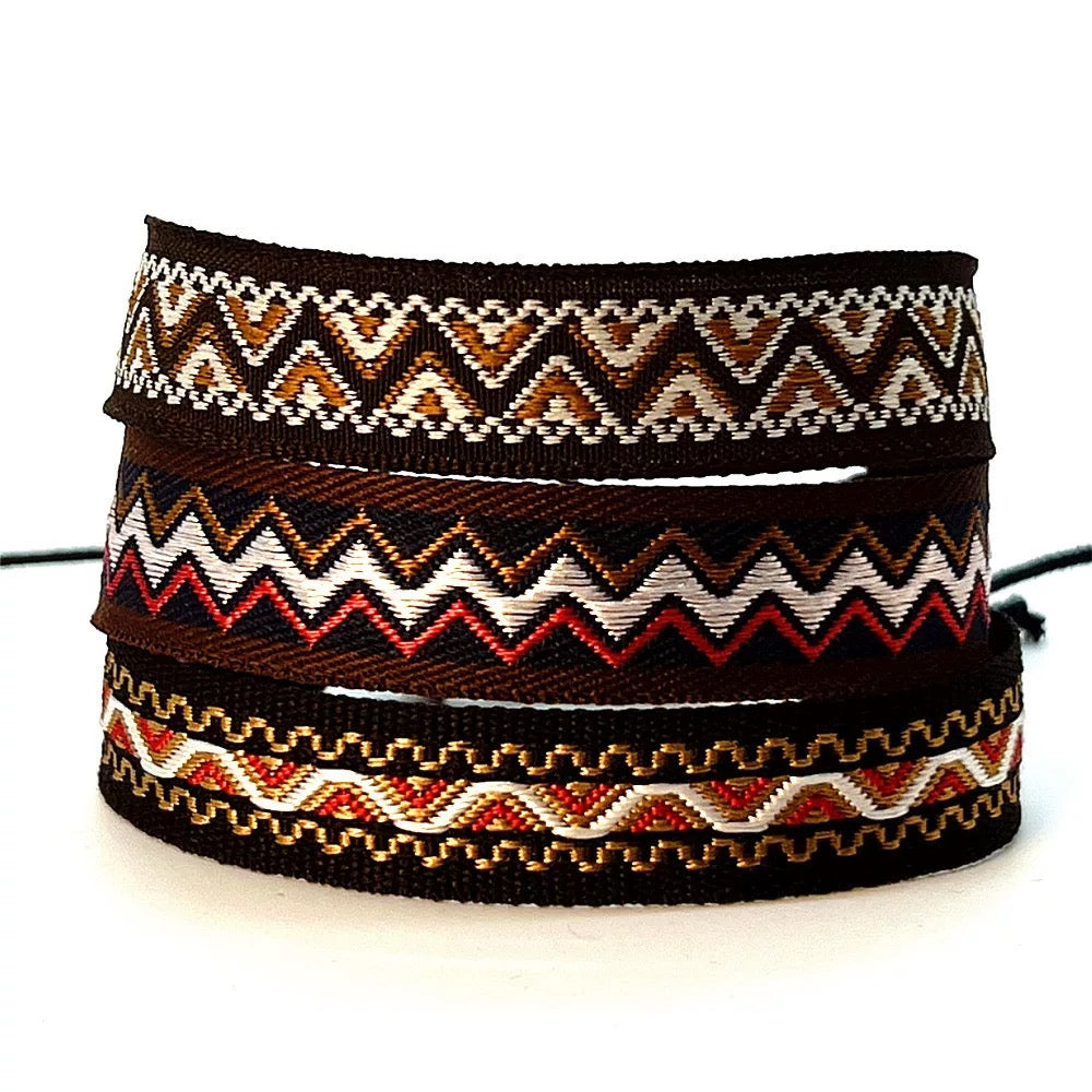 Bohemian couple bracelets, braided fabric bracelets