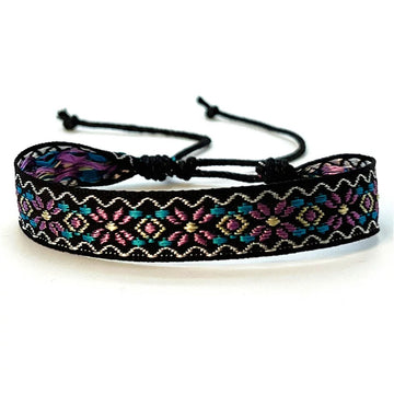 Bohemian couple bracelets, braided fabric bracelets