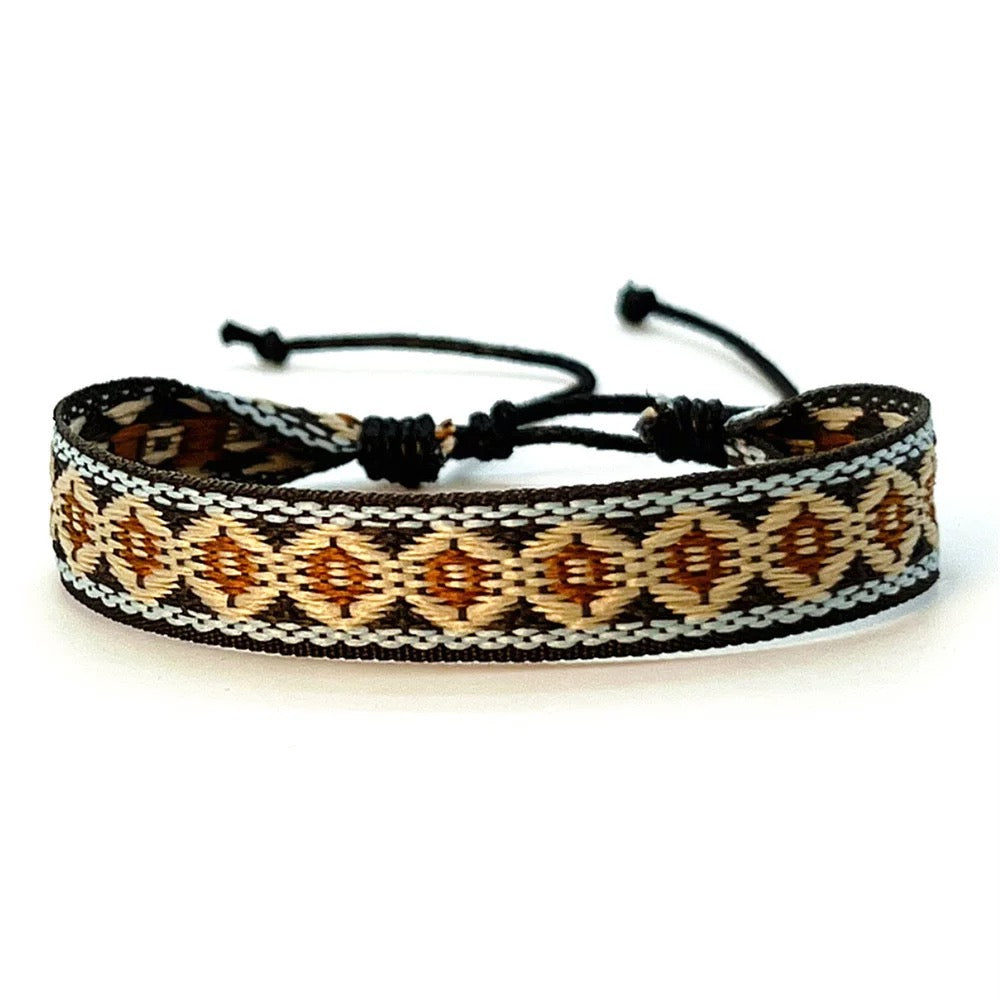 Bohemian couple bracelets, braided fabric bracelets