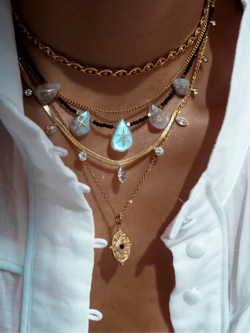 Amor Grace Moonlight Goddess | Goddess Artemis Moonstone Original Necklace Set