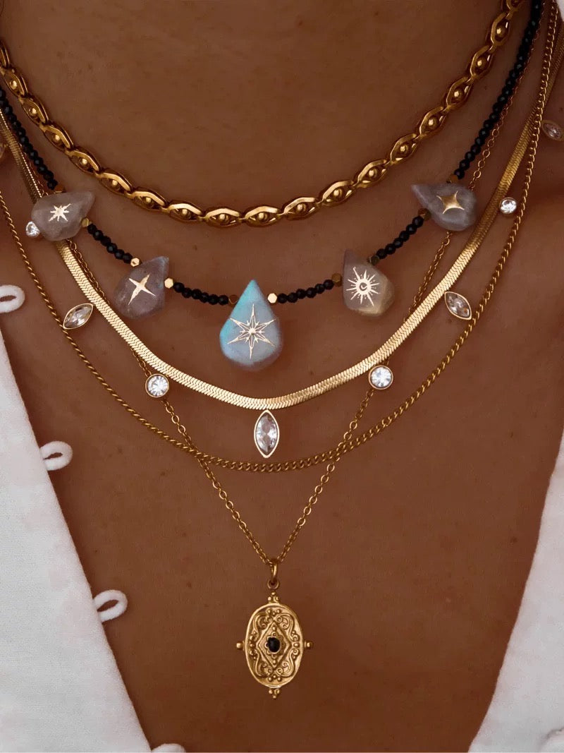Amor Grace Moonlight Goddess | Goddess Artemis Moonstone Original Necklace Set