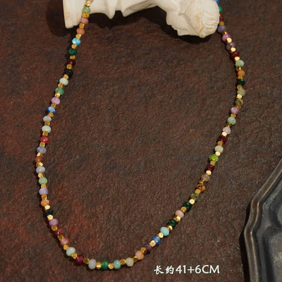 Natural stone colorful necklace for summer stacking bohemian necklace