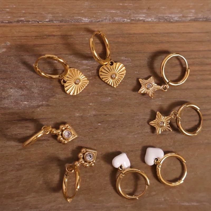 AMOR GRACE｜Exquisite titanium steel gold-plated zircon earrings