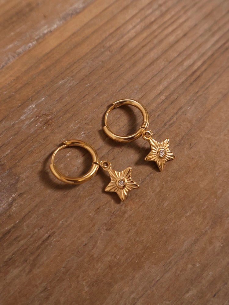 AMOR GRACE｜Exquisite titanium steel gold-plated star earrings