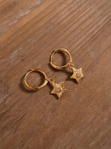 AMOR GRACE｜Exquisite titanium steel gold-plated star earrings