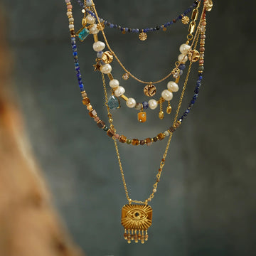 AMOR GRACE|Fati's Eye Natural Stone Handmade Stackable Necklace